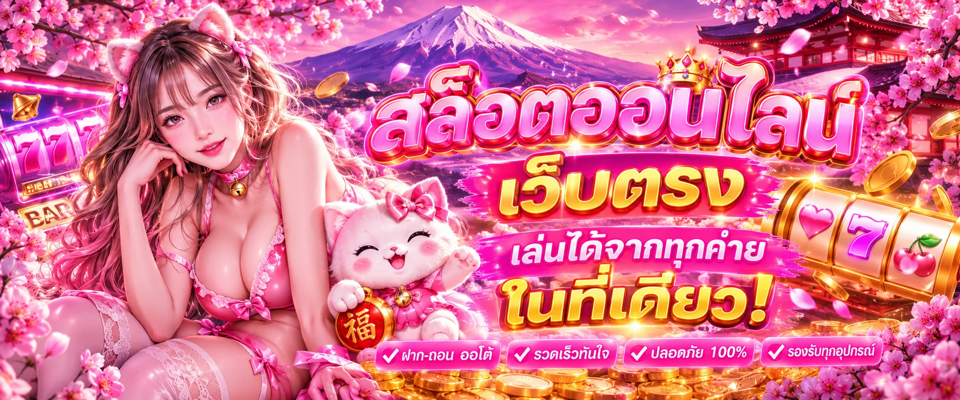 หน้ารวมเกมสล็อตออนไลน์เว็บตรง KITTY67 จากค่าย PG, Pragmatic, Joker